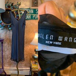 ‘Helen Wang’ silk sheer black sparkling overlay dress